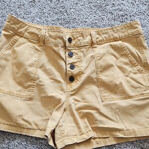 Women's Mustard Colored Button-Up Shorts